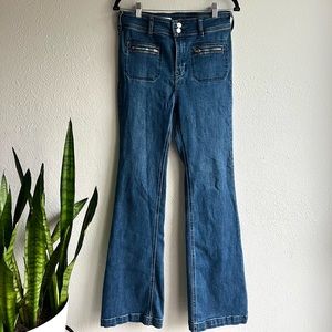 Anthropologie Pilcro high waisted dark wash flare jeans